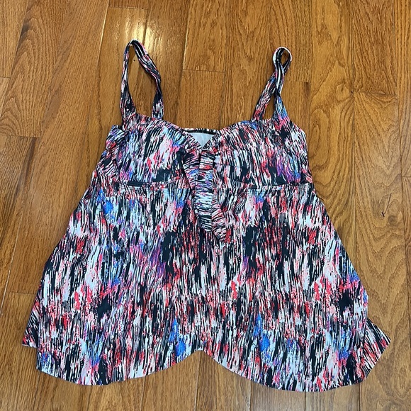 ROSEGAL TANKINI SEIM TOP ASYMMETRIC PRINT PADDED BRAS ADJUSTABLE STRAPS SIZE XXL - Picture 2 of 6